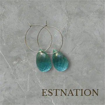 ESTNATION 후프 귀걸이 블루그린