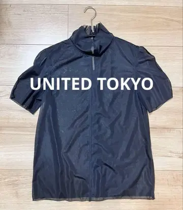 UNITED TOKYO 시어 티셔츠 반팔 블랙