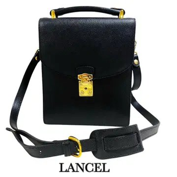 LANCEL 란셀 2way 금장 장식 자립형 가죽 숄더백 블랙