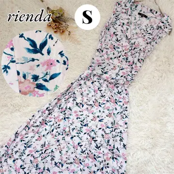 rienda 오픈 카라 셔츠 원피스 올 패턴 꽃무늬 핑크 프론트 오픈 S