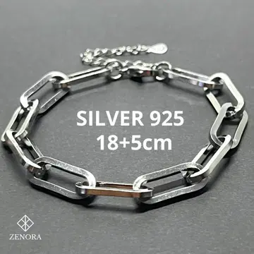 페이퍼 클립 체인 팔찌 실버 925 은도금 알레르기 대응