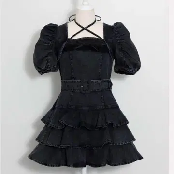 pium 티어드 프릴 미니 원피스