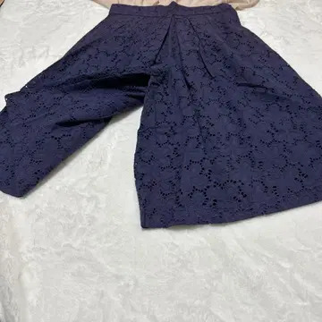 네이비 레이스 와이드 팬츠 하이 웨스트
