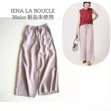 IENA LA BOUCLE 이에나 린넨 웨더 이지 팬츠 핑크 밴딩