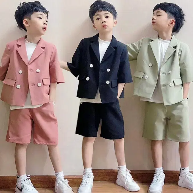 Three-tone Short Sleeve Double Suit