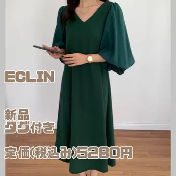 택 포함 새상품! ECLIN 이소재 볼륨 쓰리 롱 원피스 (M 사이즈)