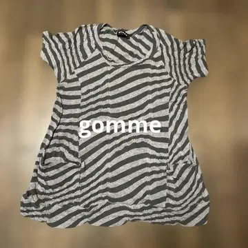 gomme 그레이 스트라이프 반팔 튜닉