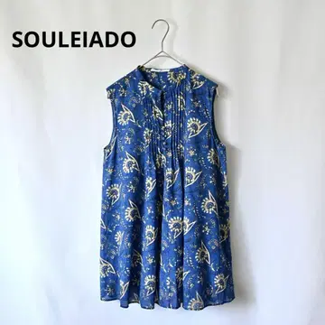 SOULEIADO 소레이아도 코튼 보일 프린트 슬리브리스 블라우스