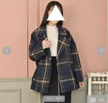 시마무라 코트 체크 그린