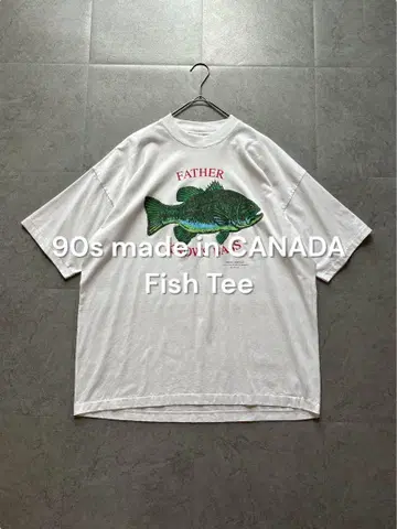 90s 캐나다제 피쉬 티 그래픽 티셔츠 피쉬 버스 물고기