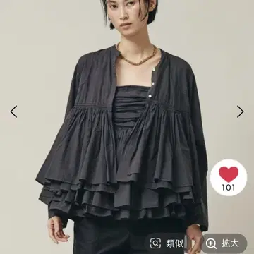 캘런솔로지 레이어드 개더 블라우스