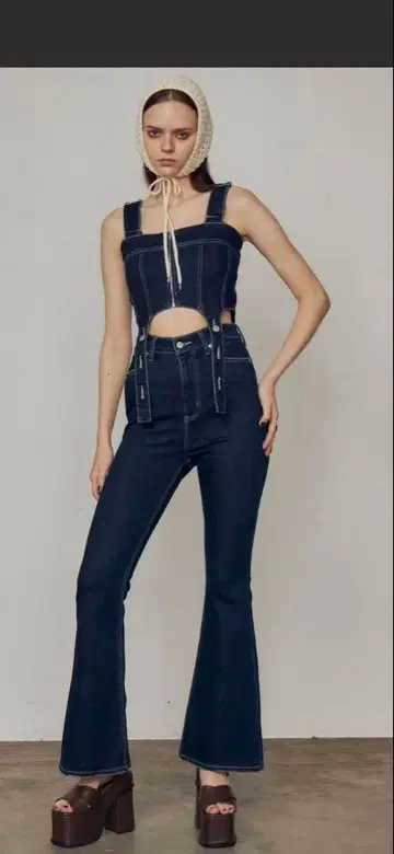 EMODA 코르셋 행 데님 살로펫
