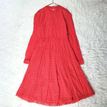 올세인츠 컷워크 원피스 드레스 시어 비침 레이스 빨간색