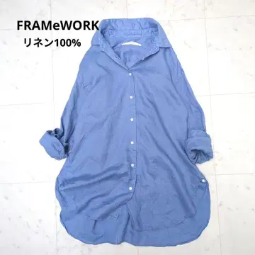 FRAMeWORK/프레임워크/린넨 100%/블루 셔츠/긴팔 셔츠/M
