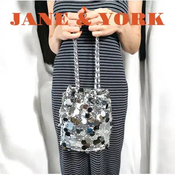 JANE & YORK 실버 스팽글 파티 백