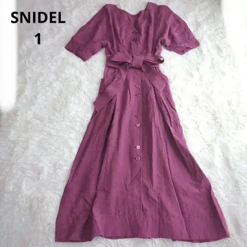 SNIDEL 1 린넨 버건디 셔츠 원피스 반팔 허리 벨트 포함