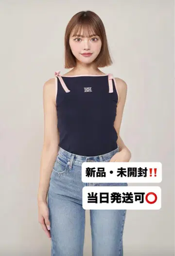 다리치 리본 DD 로고 슬리브리스 탑