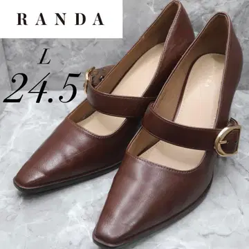 RANDA 란다 펌프스 스트랩 스퀘어토 브라운 24.5
