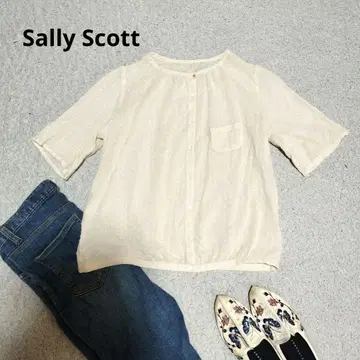 Sally Scott 샐리 스콧 자수 도트 반팔 블라우스