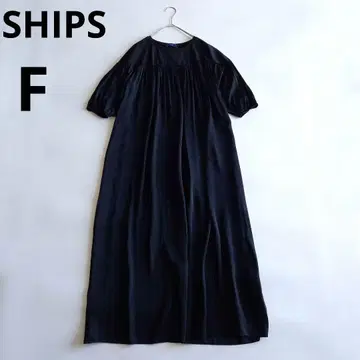 새상품 쉽스 요크 절개 개더 롱 원피스 루즈핏 블랙 F