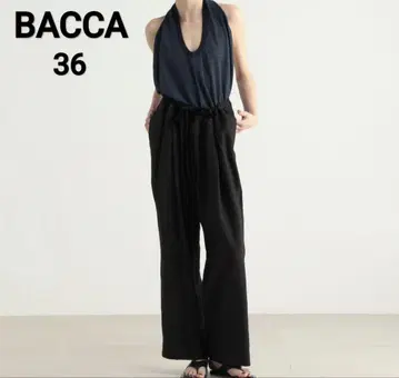 BACCA 린넨 트윌 턱 와이드 팬츠 블랙 36