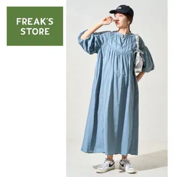 FREAK'S STORE 벌룬 슬리브 인도 사다리 레이스 원피스