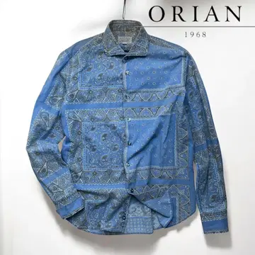 ORIAN 데님 디비전 반다나 패턴 긴팔 셔츠 M 새상품급 이탈리아제