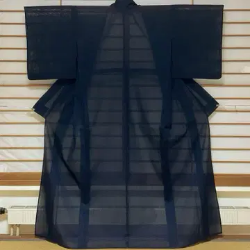 순수 실크 줄무늬 무지 네이비 블루 여름 기모노 얇은 옷감