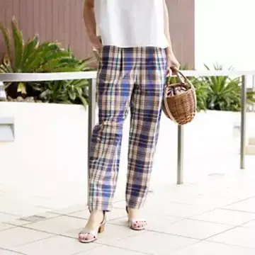 매킨토시 철학 워셔블 팬츠 린넨 혼방 봄/여름 체크
