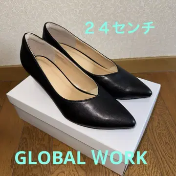 GLOBAL ORK 블랙 스틸레토 펌프스 미들 힐