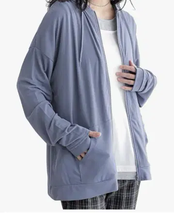 오샤레 워커 짙은 블루 자외선 차단 냉방병 예방 레이온 후드티 긴팔