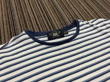 RRL 화이트와 네이비 스트라이프 티셔츠
