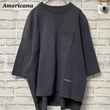 새상품급! Americana 다크 그레이 오버 사이즈 티셔츠 자수 로고