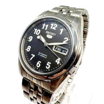 작동 상품 SEIKO 세이코 5 다이얼 블랙 검정 7S26-01V0 실버