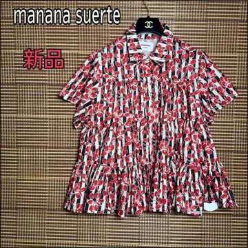 새상품 manana suerte 오리지널 프린트 티어드 블라우스