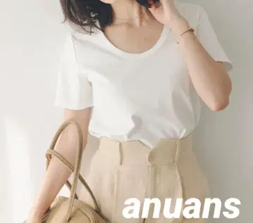아누안스 anuans 실크 터치 코튼 U 넥 T 2024