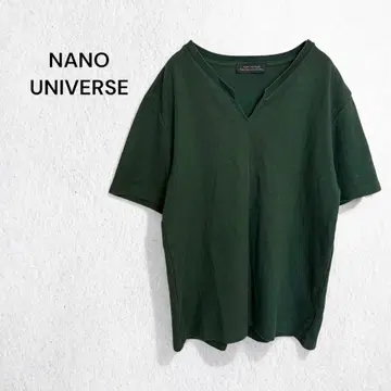 나노 유니버스 린넨 혼방 반팔 티셔츠 키 넥 코튼 스트레치 면마