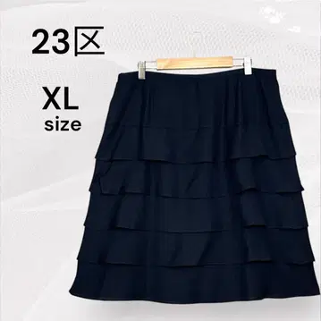 23구 새상품급 5단 프릴 플레어 스커트 네이비 XL 사이즈 빅 사이즈