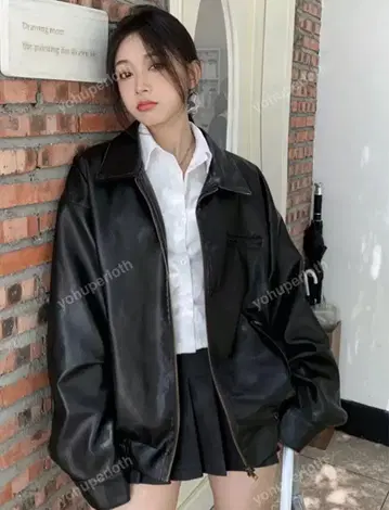 블랙 가죽 자켓 SHEIN