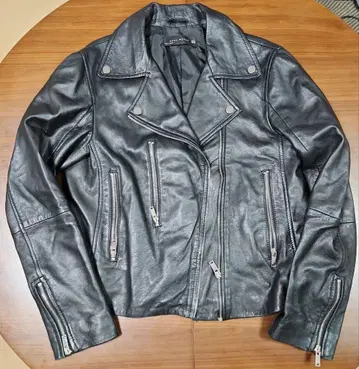 자라 블랙 더블 라이더 자켓 XL 양가죽