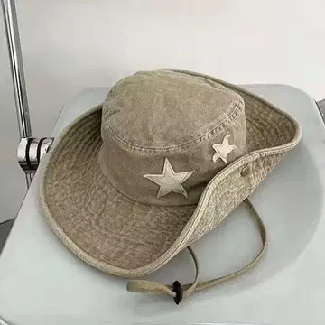 베이지 별 자수 버킷 햇