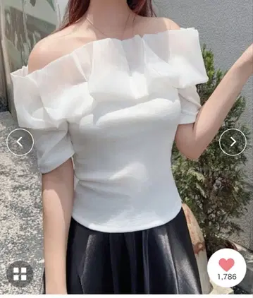 시어 프릴 상의 오프숄더 화이트 흰색