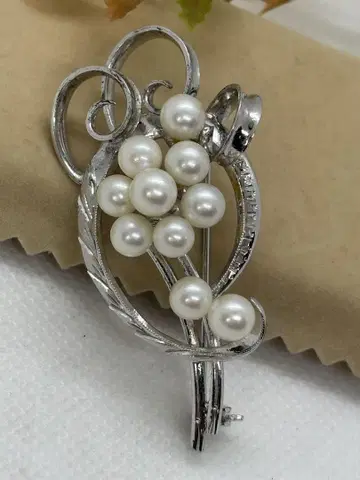 도서 펄 진주 화이트칼라 SILVER 브로치 6.36mm(750)
