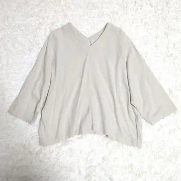 에붐에바 린넨 실크 V넥 풀오버
