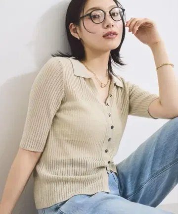 VIS 라메 폴로 카라 탑 베이지