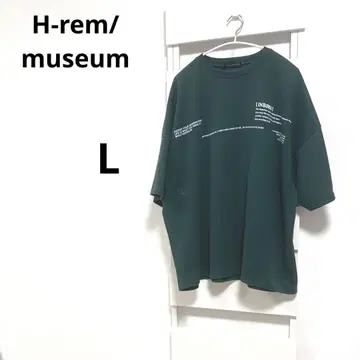 H-rem/museum 반팔 티셔츠 [L] 그린 백 프린트 구제 의류