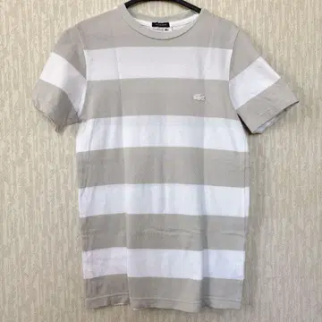 Lacoste 보더 티셔츠 그레이/화이트 화이트 라코스테