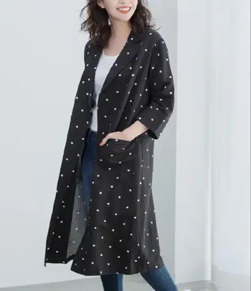 Mila Owen 벨트 린넨 체스터 코트 도트