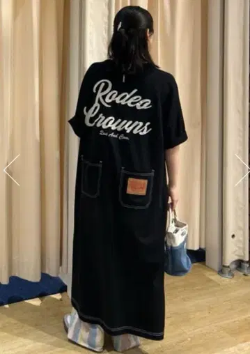 로데오 크라운 래글런 컬러 스티치 원피스 롱 원피스