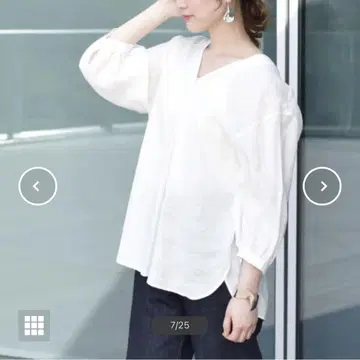 Ray BEAMS 린넨 코쿤 V넥 셔츠